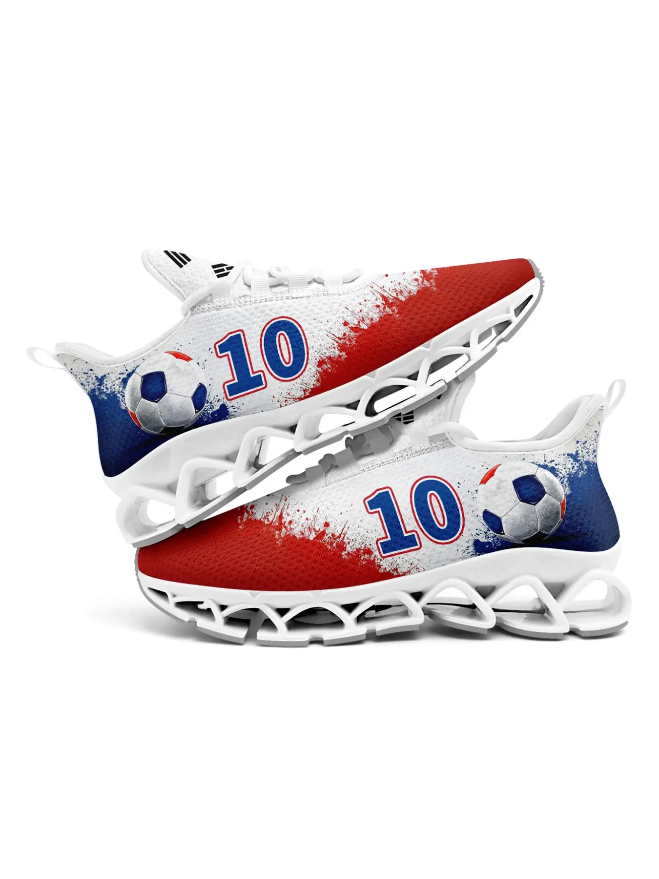 Shoes For Men, Red White Blue Korea National Team Number 10 Themed Lace-Up Low Top Shoes, Classic Lightweight Sports Sneakers, Comfortable Walking, Running & Tennis Shoes, Breathable Plus Size