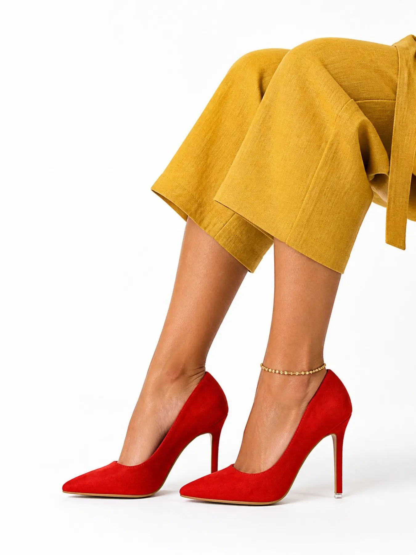 Women's Trendy Red Suede Pointed Toe Stiletto Heels - Slip-On Slimming Pumps for Dates, Nightclubs, Birthday Parties & Fashion Photoshoots