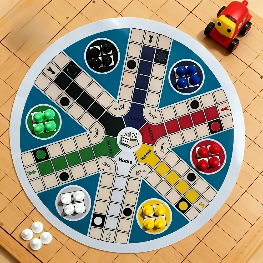 [Christmas Halloween]  Game Board for 6 Players - Includes: 1 Round Game Board, 24 Dice in 6 Colors, 2 Dice Cups. Classic Dice Board Game for 6 Players, with Numbered Pieces 1-6. for Christmas and Halloween - Chess Expressway and 6-Pl Game Board Set