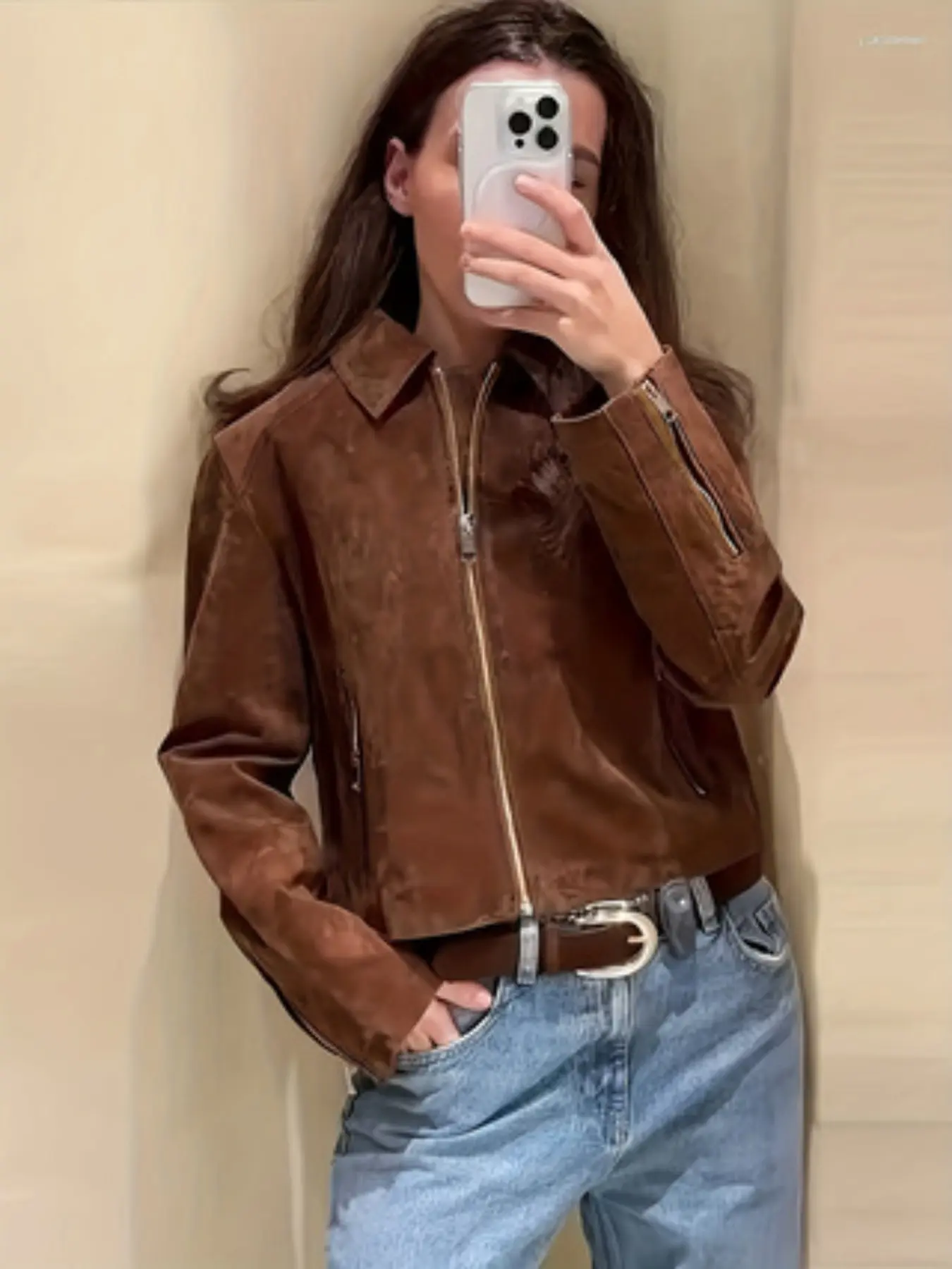 2026 Fall Winter Fashion New Simple Casual Retro Vintage Street Streetwear Y2K Long Sleeve Faux Deer Skin Velvet Jacket Coat for Women