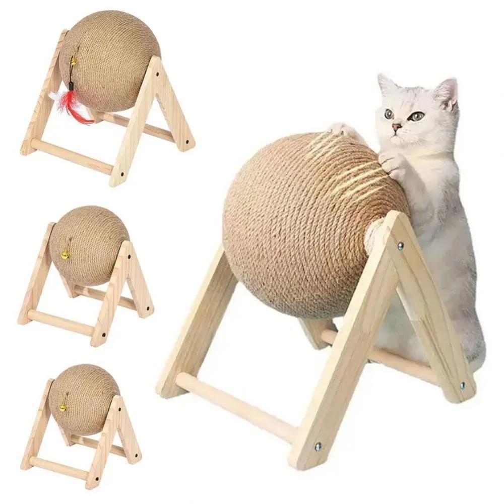 Durable Cat Scratching Ball with Stand, Flax Rope Cat Scratcher, Cat Scratching Toy, Pet Supplies, Interactive Cat Toy, Cat Furniture