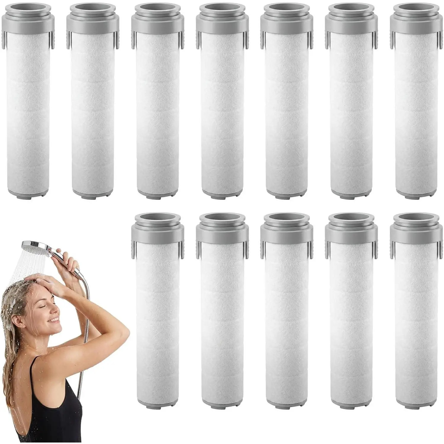 12 count Shower  Filters, 3.74"  High  Shower  Filters Bulk for Handheld Showerheads Men, Women Supplies Hard Water