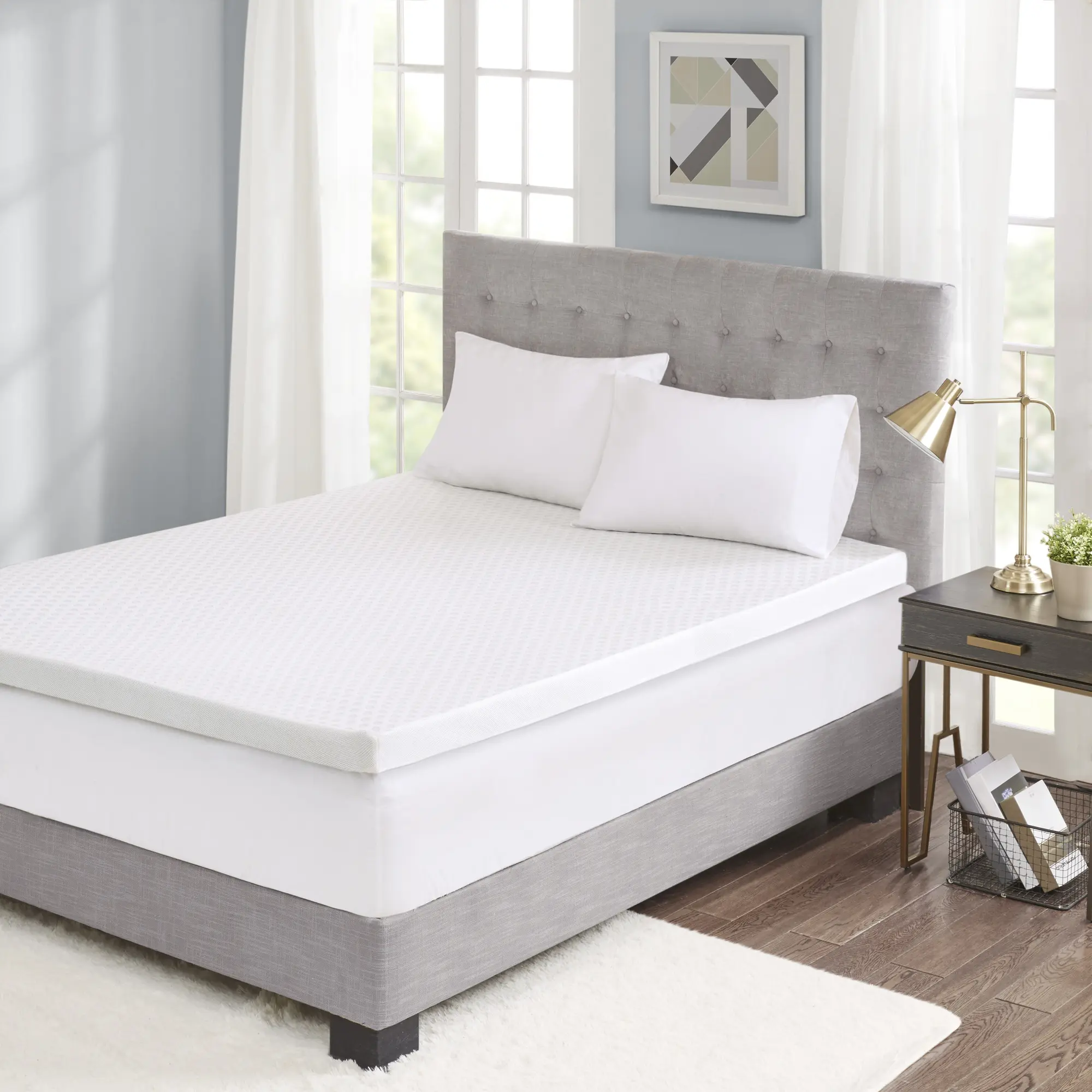 Nokaa Hypoallergenic 3 Inch Cooling Gel Memory Foam Mattress Topper with Removable Cooling Cover, Breathable Bed Topper for Queen King Full Twin, Pressure Relief Sleep Pad for Bedroom Guest Room RV