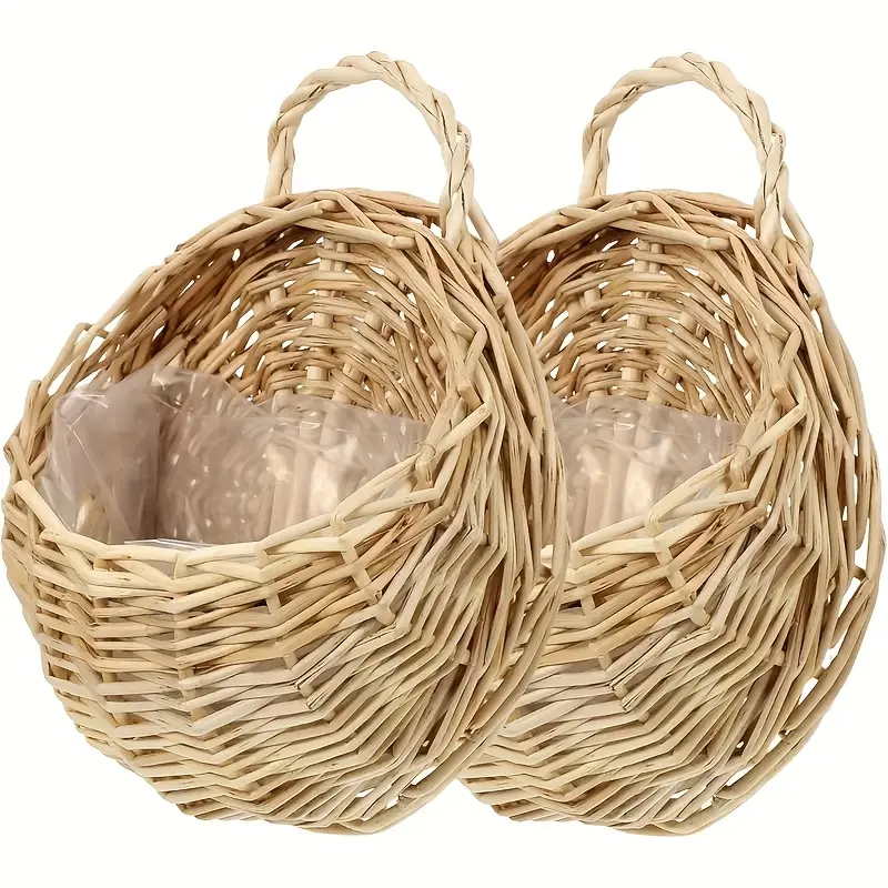[Hanging Flower Rack] Hanging Flower Rack, 2pcs Medium size  Woven Hanging Basket Decoration Wall Hanging Flower Basket Handmade Rack, Suitable for Wedding Party Flower Basket Scattering, Bedroom, Living Room, Garden Plant Display And Storage