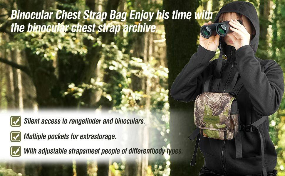Universal Binocular Case, Binocular Harness for Hunting Case with Adjustable Shoulder Straps, 2 Mesh Pockets, Yellow Camera Protection