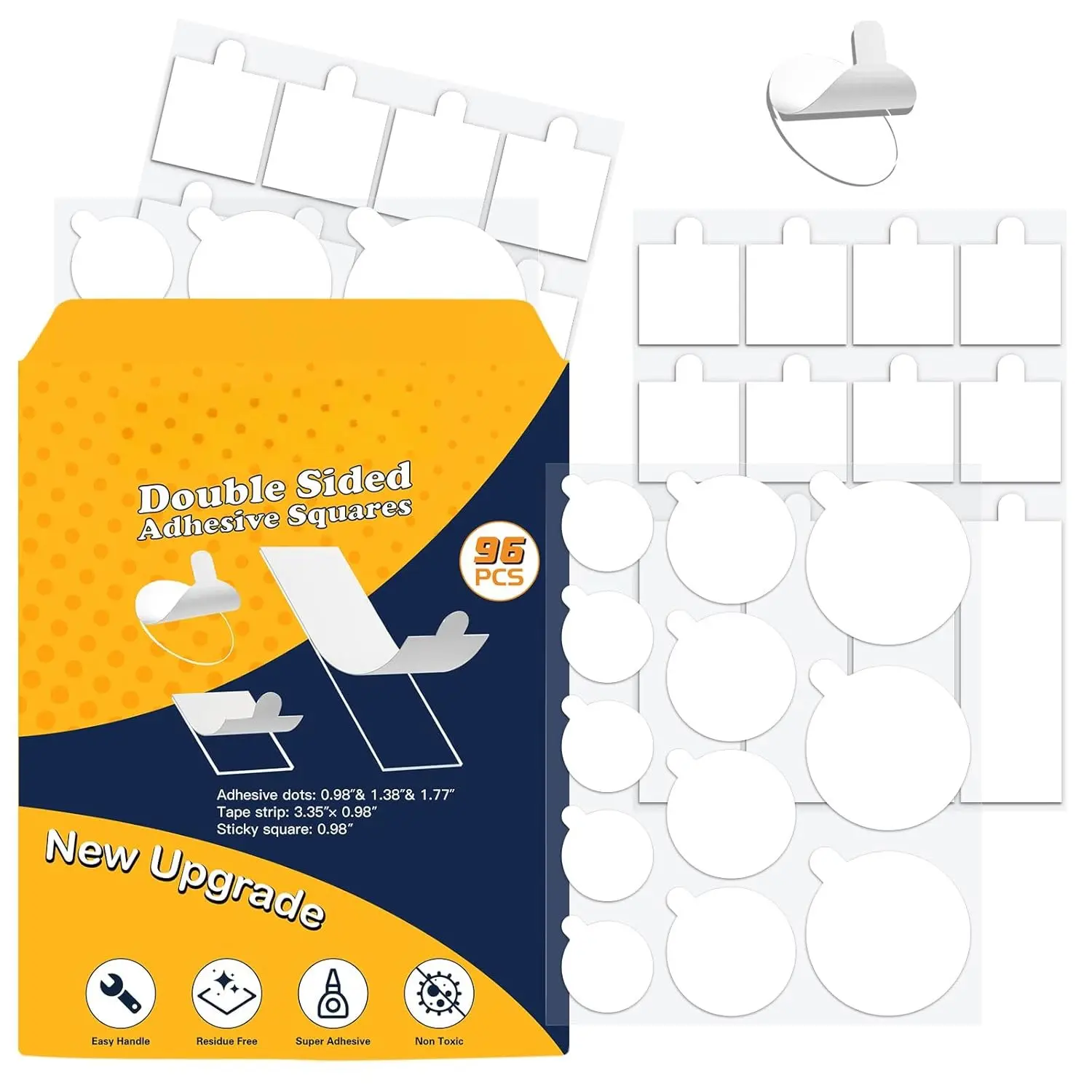Clear Double Sided Nano Tape,Museum Adhesive Putty, Nano Sticky Tack,  Self Adhesive Sticky Dots Strips, Poster Mounting Putty for Wall - Crafts Poster Decoration,Balloons 96 count