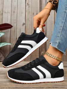 women's sporty lace up running shoes, casual breathable comfortable sports shoes, female all-match round toe shoes for daily wear