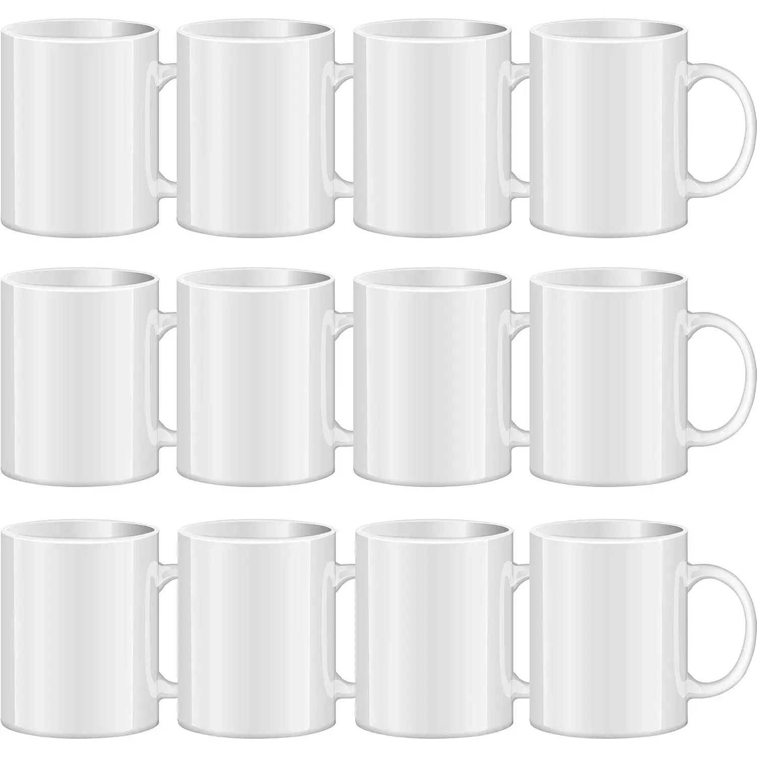 Sublimation Mugs Blank, Tazas Para Sublimacion, White Ceramic Sublimation Cups, Bulk Mugs for Coffee, , Latte, Soup, Milk, Hot Cocoa 11 oz Set of 12