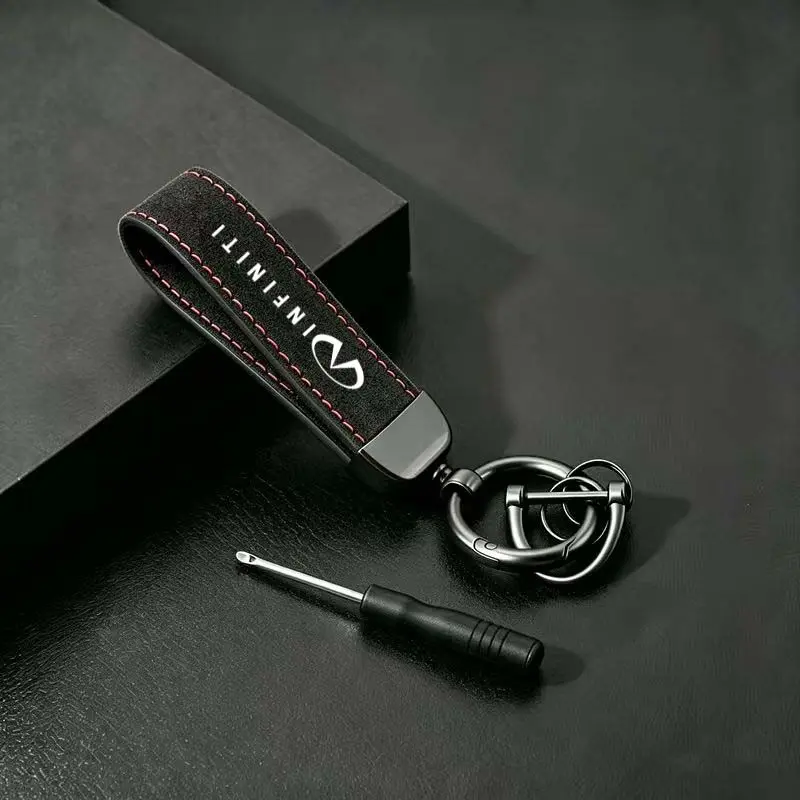 Infiniti Q50l Qx50 60 Qx70l 80 Esq Fashionable Creative Suede Leather Keychain, Elegant Key Ring, Unique Accessory for Car Owners
