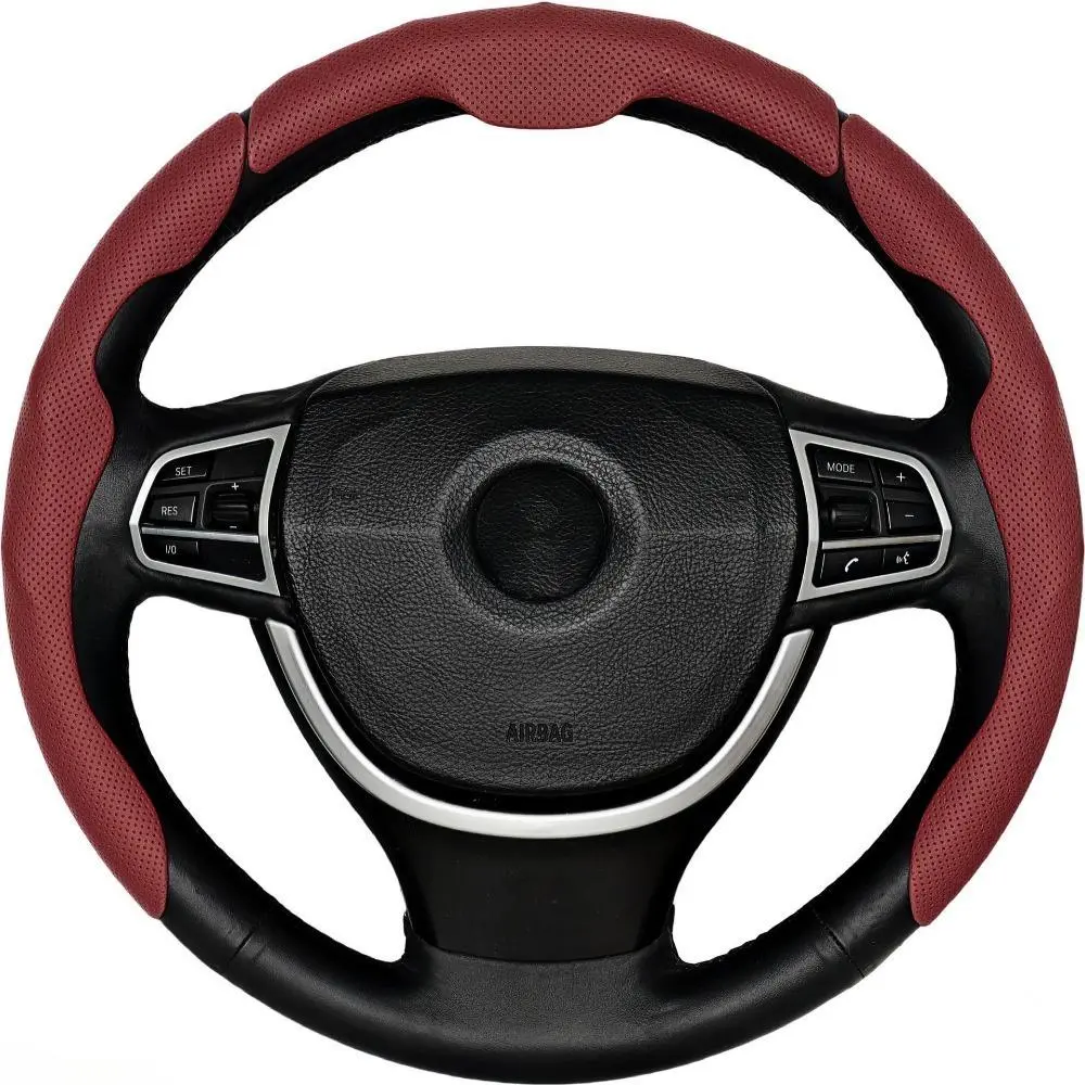 Universal Fit Steering Wheel Cover in Perforated Nappa Leather, Breathable Anti-Slip Grip for All-Season Driving and Daily Commutes