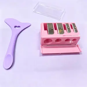 2pcs/set Silicone Eyeliner Stencils and Pink High-End 4-Hole Eyeliner & Eyebrow Pencil Sharpener- Makeup Beauty Tool for Perfect Application