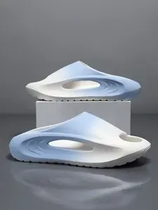 Couple Mecha Hollow Functional Slides, Double Hollow Fast Drainage, Trendy Streamline Silhouette, Cloud Soft Thick Cushion, One-piece Injection Molding Durable, Anti-slip Outsole For Rain, Pool & Office Commute
