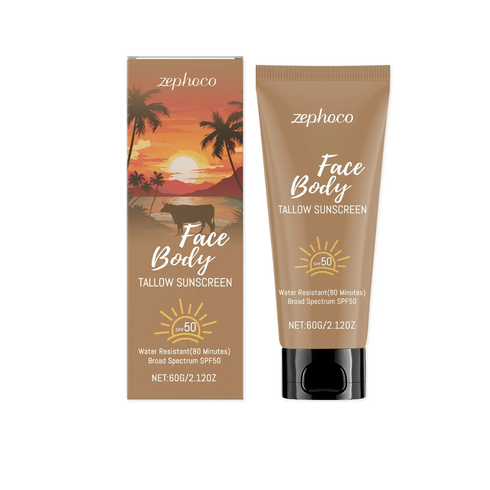 Zephoco Tallow Protective Cream, Lightweight Non-Greasy Hydrating Skin Cream, UV Protection for Daily Skin Care