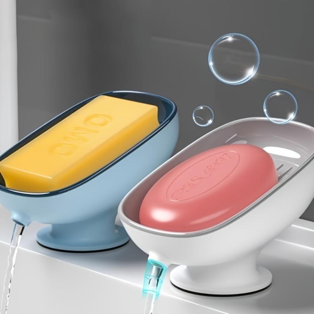 Oval Shaped Soap Dish with Drain, 1 Count Removable Soap Bar Holder, Soap Bar Drain Rack for Home Bathroom Dormitory Hotel Soap Tray