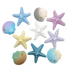Starfish Shell Star Resin Ornaments DIY Accessories Mermaid Cake Decoration Miniatures for Under The Sea Ocean Party Supplies