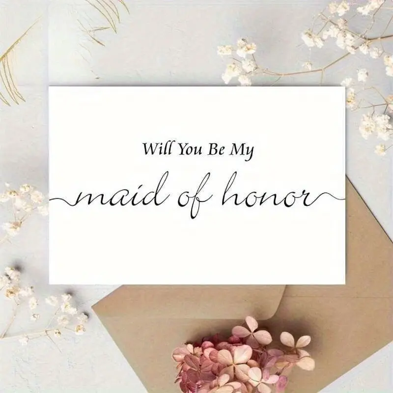 Single Wedding/Bridal Shower Greeting Card—“Will You Be My Bridesmaid?”—Blank Interior, Suitable for Any Recipient—Bridesmaid Invitation Card, Birthday Thank-You Gift