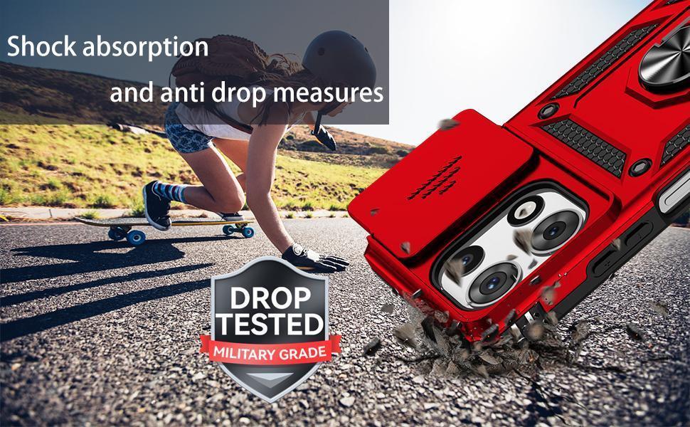 Phone Case for Motorola Moto G 5G 2025 Case with HD Screen Protector & Slide Camera Cover & Kickstand, [Military-Grade] Phone Case for Moto G 2025,Red