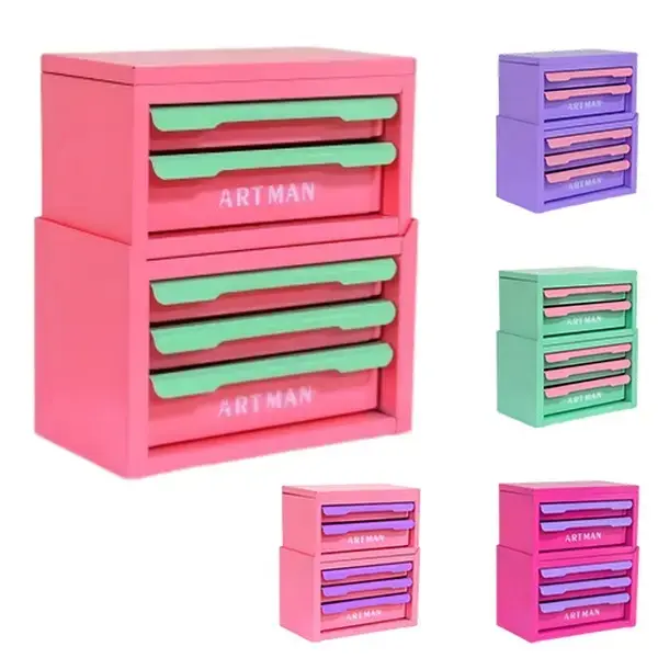 Metal Stackable Desktop Organizer with Drawers, Compact Space Saver Home Organizer with Metal Finish, Modern Home Decor for Office Supplies & Cosmetics