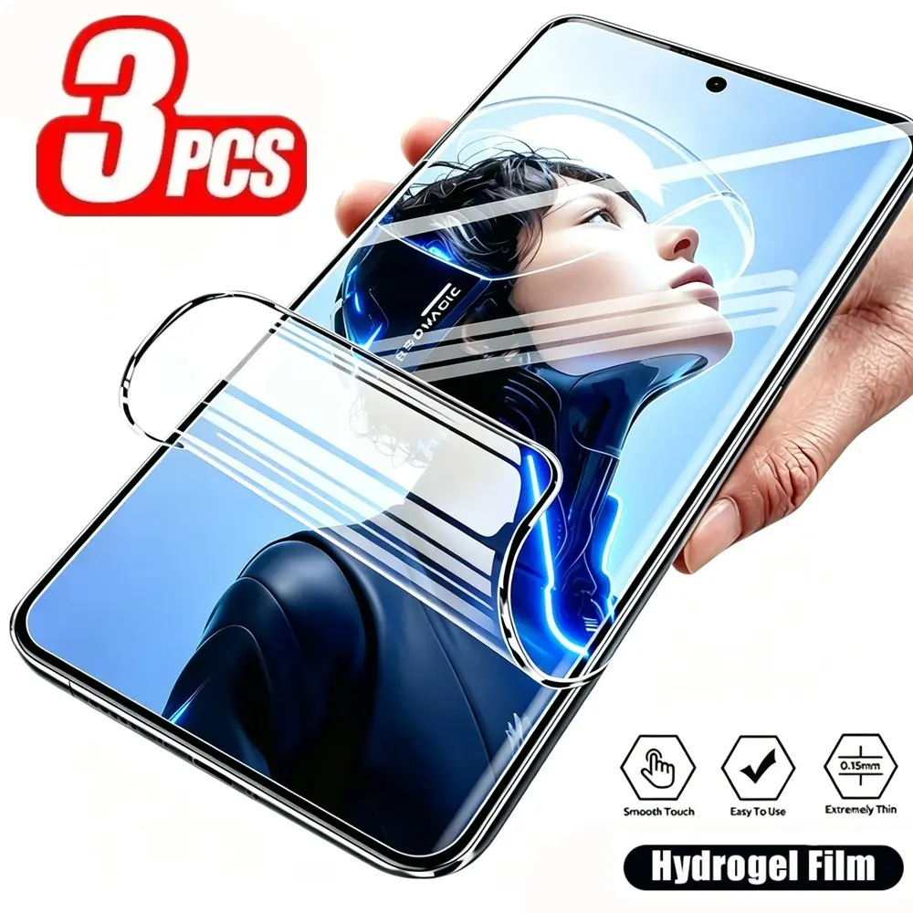 3pcs HD Hydrogel Film for Zte Nubia Redmagic 11 Pro, Soft Transparent Full Coverage Screen Protector, Touch Sensitive, High Definition