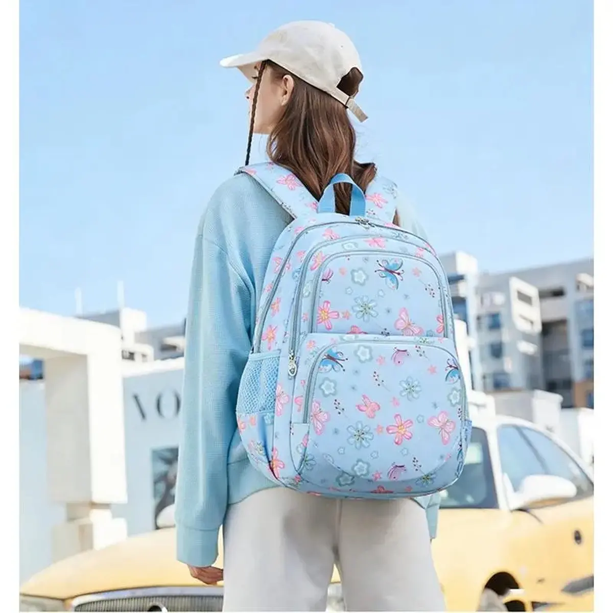 2026 New Girls 3-Piece Butterfly Floral Backpack Set with Lunch Bag and Pencil Case, Black Multi-Pocket School Bookbag for Grades 3-6, Back to School and Travel,school essentials for girls,back to school