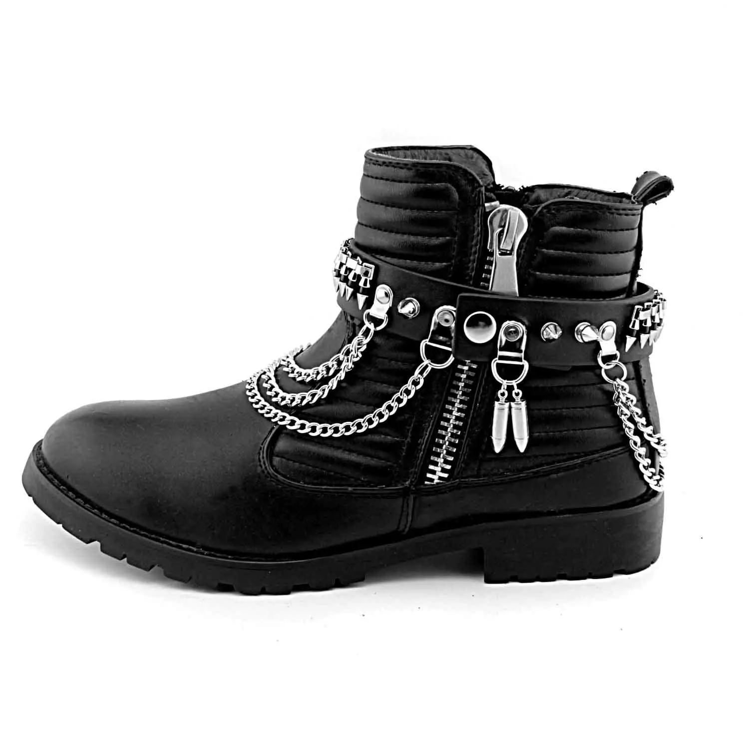 Men's Alloy Metal Multi-Layered Punk Gothic Boot Decor Anklet Chain - Silver Bullet Charm, Adjustable Fit for Biker Jeans, Shoes & Concert Party