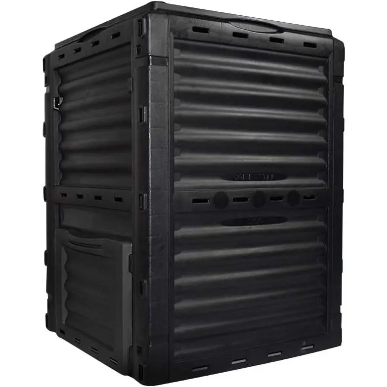 80 Gallon (300L) Large Capacity Static Compost Bin - Sturdy Outdoor Waste Composter with Easy-Access Hatch, Efficient Aeration System for Fast Organic Fertilizer Creation, Black