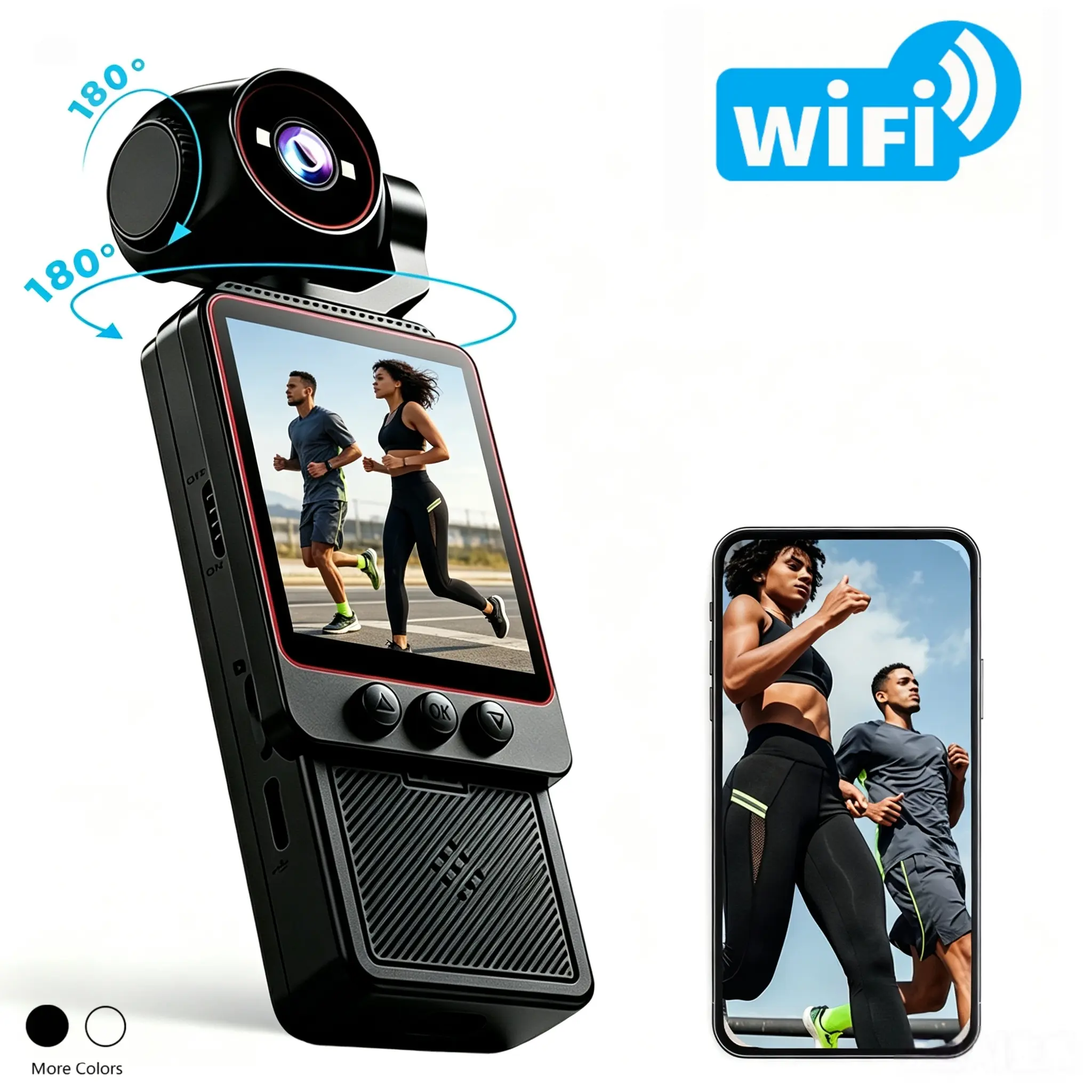 Portable Vlogging Camera with 360° Rotating Lens, Mini Video Camera for Vlogging and Content Creation, WiFi Enabled for Quick Sharing, Wide Angle Recording Camera with 6X Zoom for YouTube, Travel, Sports and Home Use, Pocket Camera