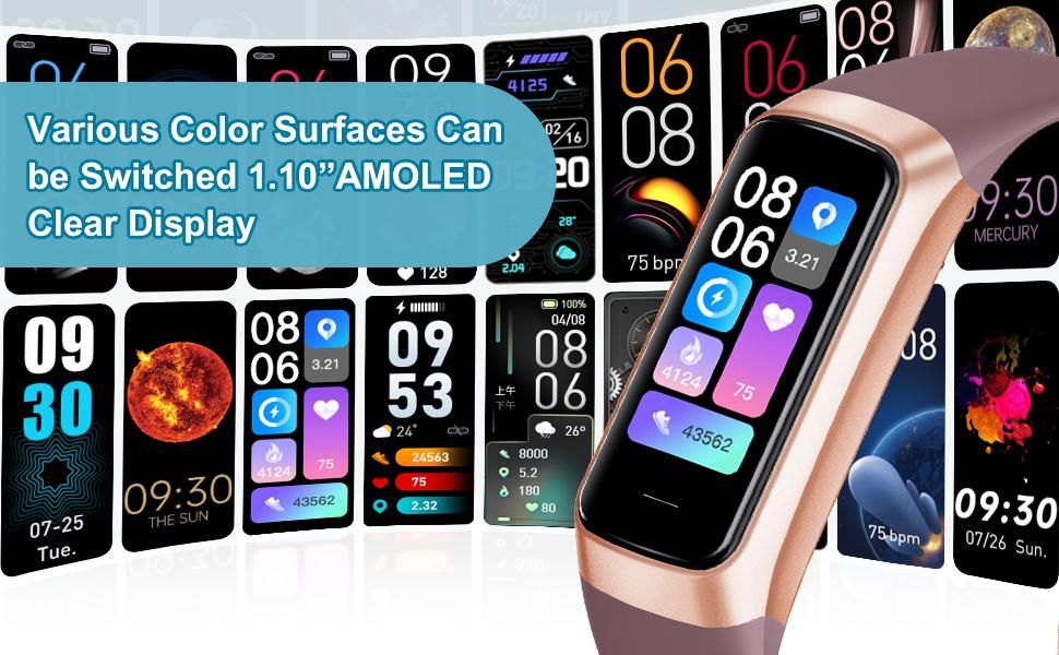 Fitness Tracker with 24/7 Heart Rate, Blood Oxygen Blood Pressure Sleep Monitor, Activity Trackers 5 ATM Waterproof,Step Calorie Counter Pedometer Health Smart Watch for Women Men