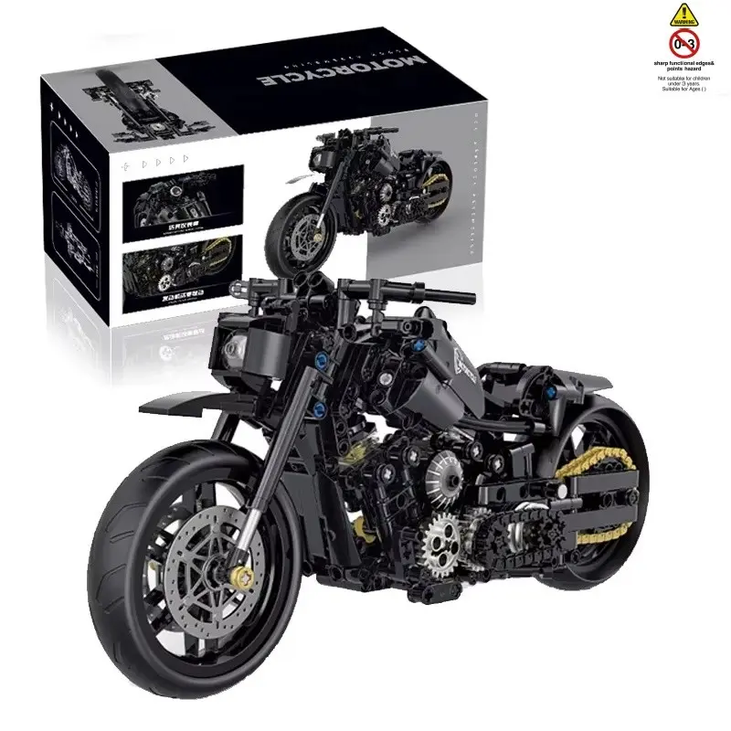 1:8 Scale Harley Motorcycle Building Blocks Toy, 586pcs/box Motorcycle Model Building Blocks, Creative Building Toys for Boys & Girls, Diy Building Model