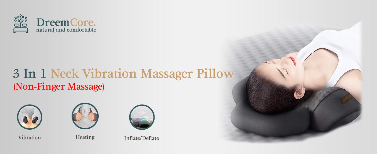 Neck Massager Pillow with Heating & Traction & Vibration, 3D Ergonomic Cervical Pillow for Neck Back Shoulder Pain Relief,Dark Grey