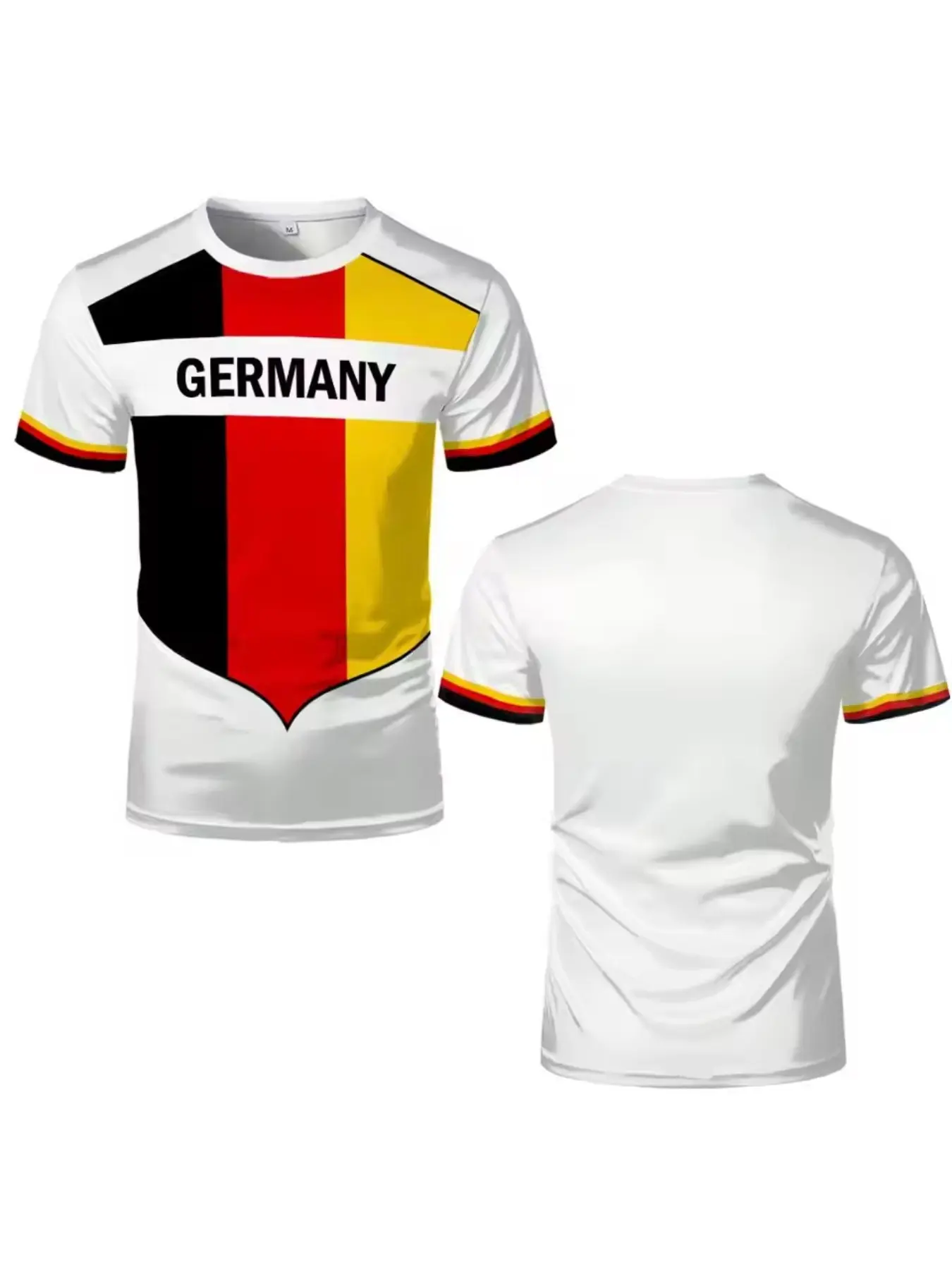 Men's Sporty T-Shirt, Germany Flag Print, Long Sleeve, Breathable Fabric, Ideal for Outdoor Activities & Football Lovers, Activewear Tees, Athletic T Shirt
