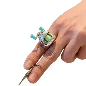 Mini Fishing Reel Shaped Ring Creative Fisherman Style Fashion Jewelry Unique Decorative Finger Ring
