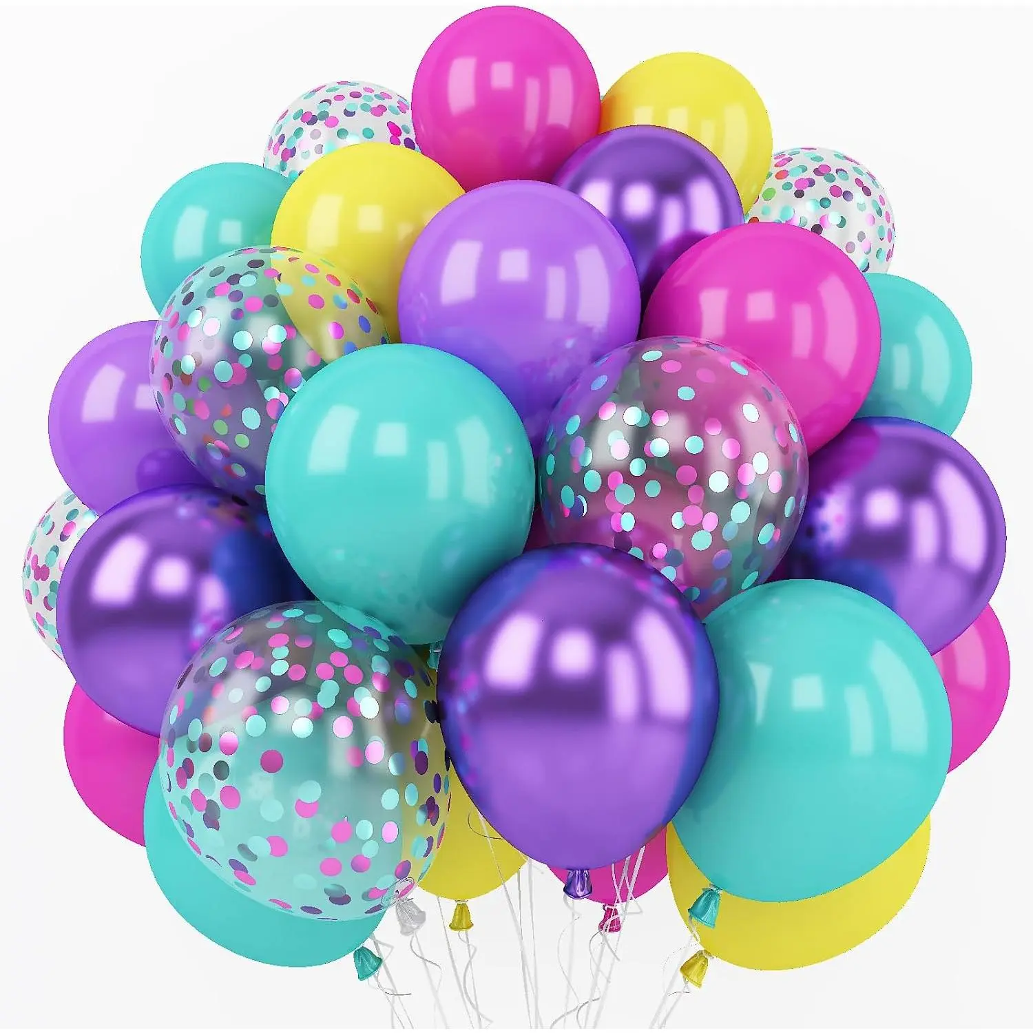 Blue  Balloon, 60 count 12 Inches Hot  Metallic  Teal Yellow Balloons Confetti Balloons for  Magic Theme Birthday Decoration  Shower Girls  Party Supplies