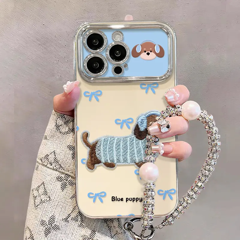 Embroidered puppy chain suitable for iPhone 17/16/15/14