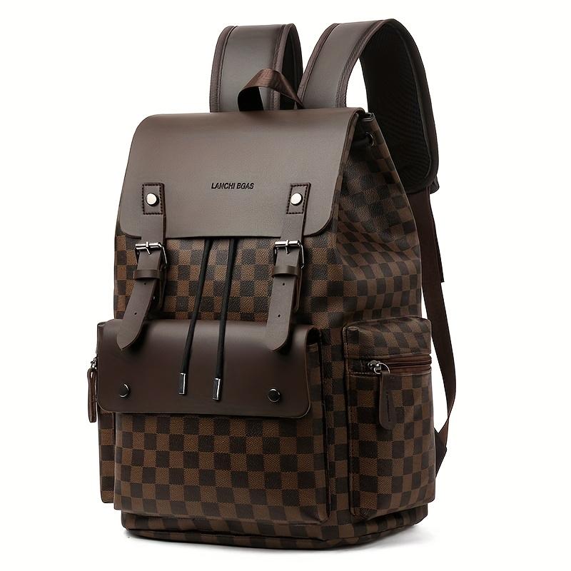 Men's Checkered Backpack - Large Capacity Laptop Bag with Adjustable Padded Straps, Multiple Compartments & Zipper Closure for Commuting, Office, Business Travel, Laptop Storage Bag|       Stylish Men's Backpack|       Professional Look Bag