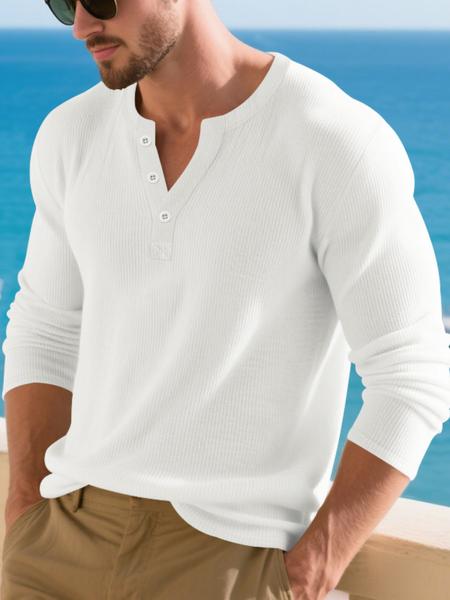 Men's Long Sleeve Henley Shirt, Casual Fashion Fitted Knit Top, Comfortable Soft Fabric, Spring & Fall Wear, Bestseller Style