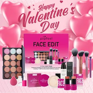 POPFEEL 12-in-1 all-in-one full face makeup set contains primer, foundation, concealer, powder, blush, contour, highlighter, eyeshadow, lipstick & makeup brushes. Waterproof long-wearing with full coverage, portable for beginners, travel & holiday gifts.