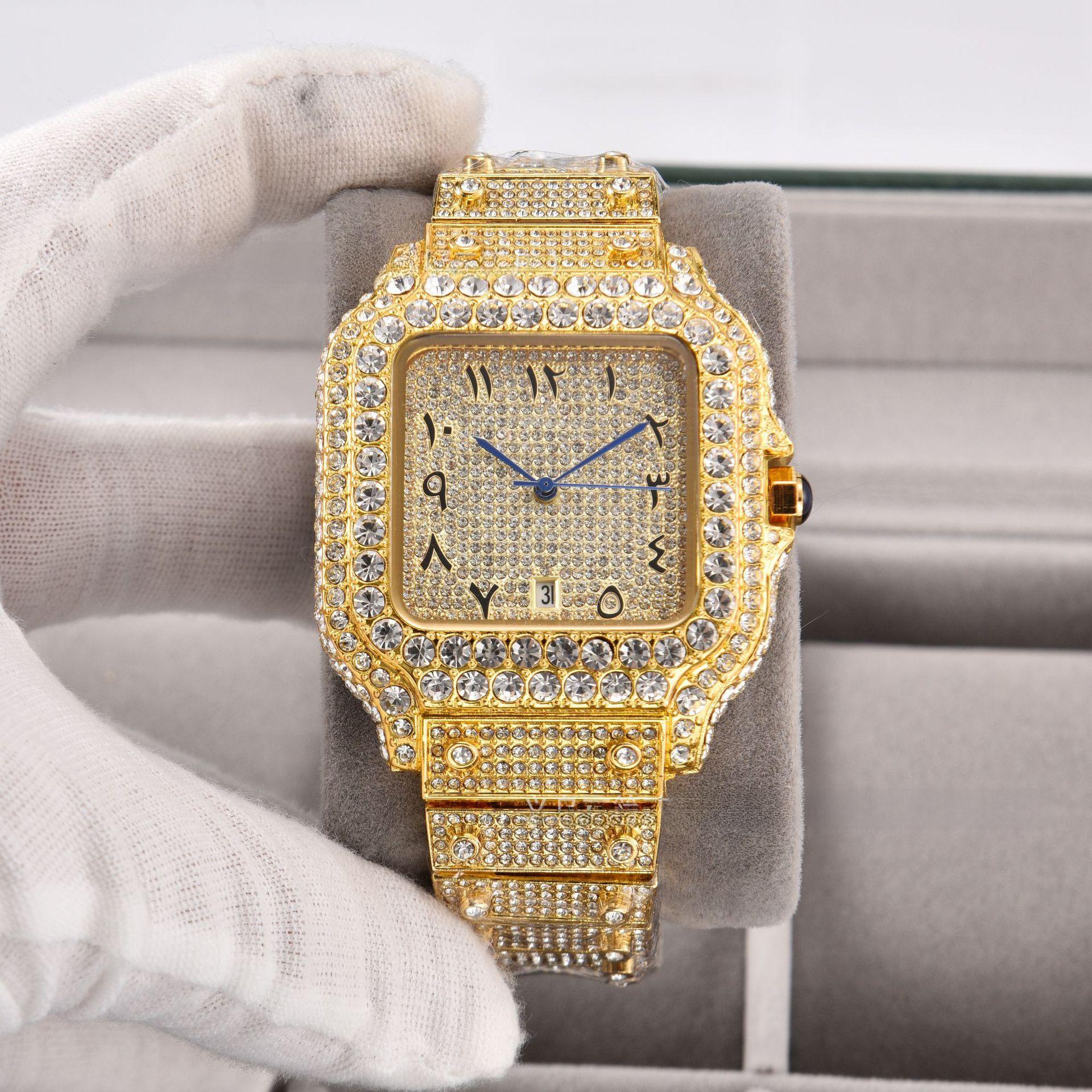 Luxury Diamond Square Men's Watch Classic Quartz Fashion Party Business Watch High-End Elegant Light Luxury Gift