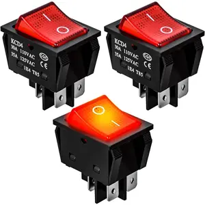 Nilight 3PCS DPST Rocker Switches 12V 30A/110V 35A/125VAC Red Lighted 4 Pin 2 Position ON Off Toggle Switch KCD4 for Car Automotive Truck Boat Marine Off-Road