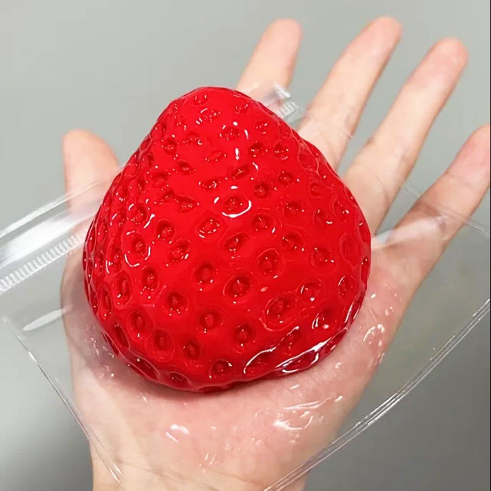 Giant Strawberry Squishy Toy Super Soft Stress Relief Fidget in Vibrant Red & Pink Colors for Fun Sensory Play Ideal for All Ages Comfortable Grip Portable Safe Material