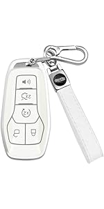 for Ford Key Fob Cover with Keychain, Soft TPU Key Fob Cover Case Shell Compatible with Ford Mustang Fusion F150 Explorer Edge Lincoln MKC MKX MKZ Smart Remote Holder (Pink, 5 Button)