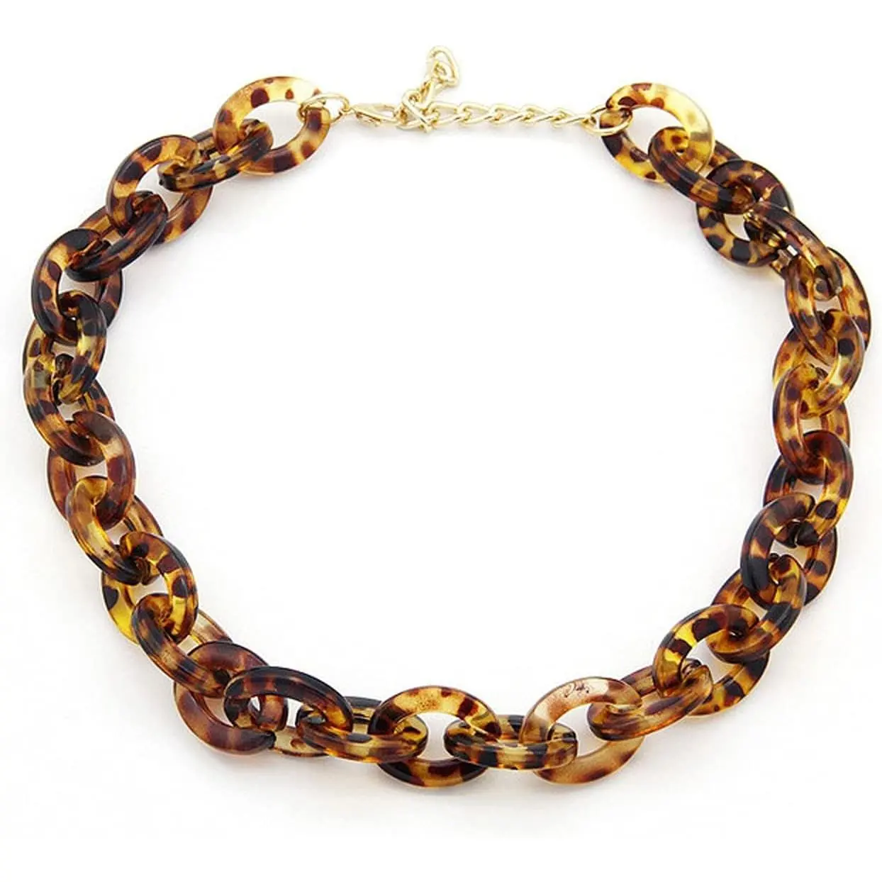 Bohemian Tortoise Shell   Chain Link Necklace Leopard Print Pendant Necklace Personalized  Acetate Sweater Chain Necklace Punk Chunky Statement  for Women-D leopard