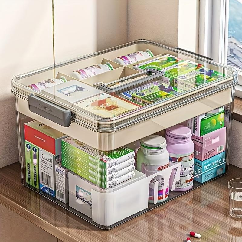 Storage Storage Box With Handle Multi-layer Design Capacity Plastic Storage Organizer Portable For Bedroom Bathroom Office Or Desk Storage Multiple Models Available