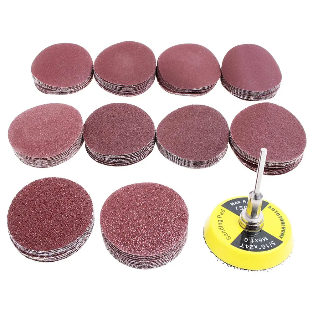 100 Pack 2 inch Sanding Discs Kit with Polishing Pads Plate 40 60 80 100 120 150 180 240 320 400 Grit Sandpapers for Drill  Rotary Tool