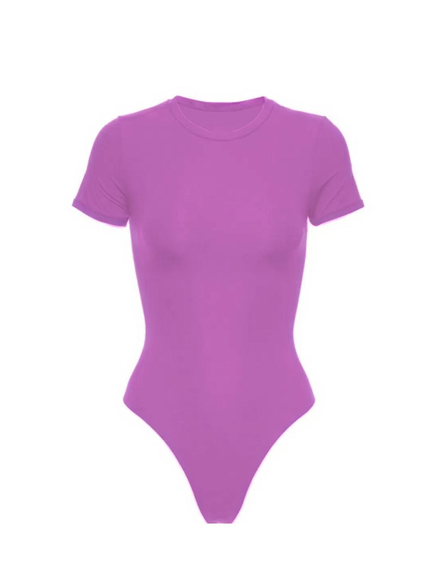 Women's Solid Color Short Sleeve Round Neck Shapewear Bodysuit, Casual Comfortable Breathable Tummy Control Butt Lifting Shaper for Daily Wear, Ladies Shapewear for All Seasons, Shapewear Clothes