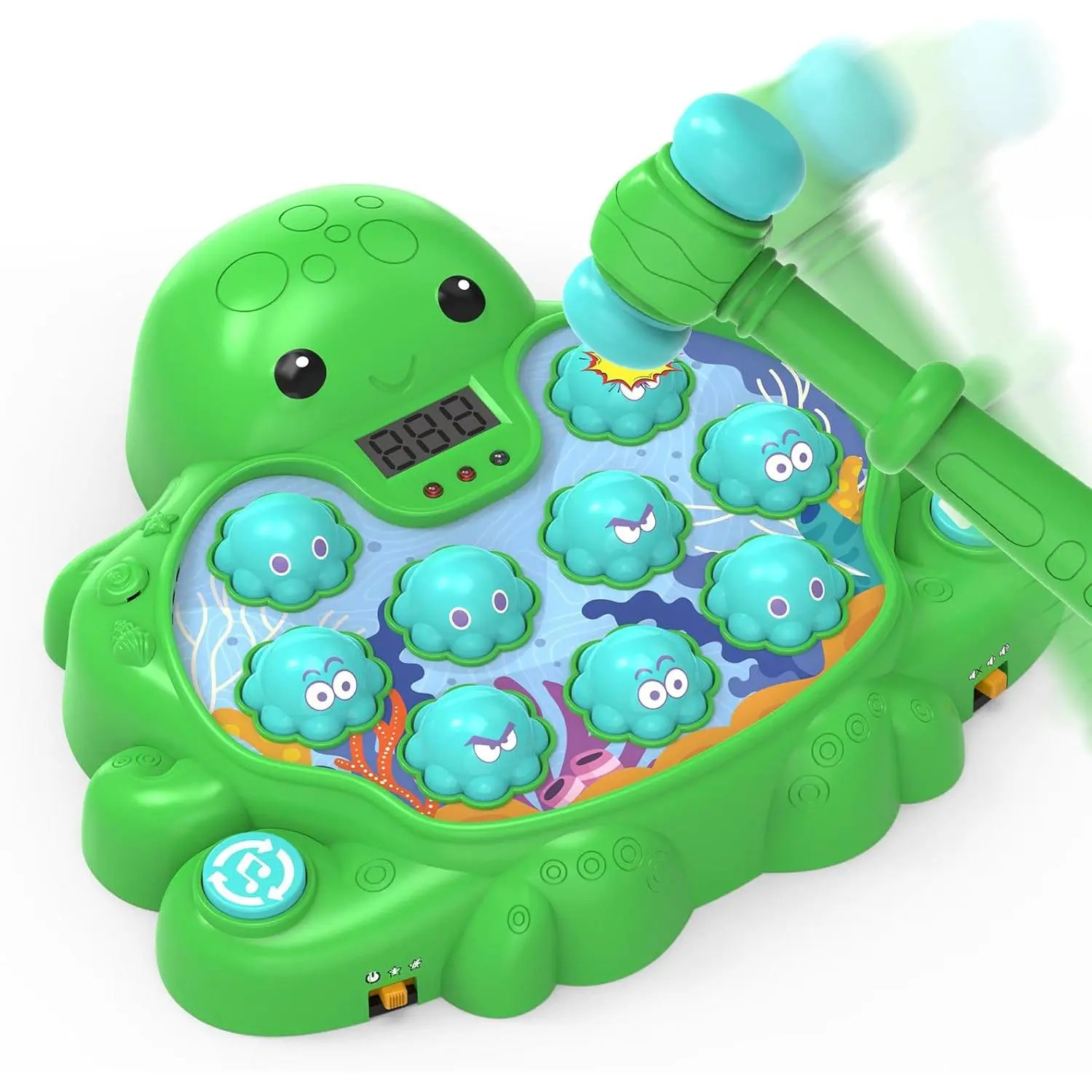 Octopus Vitality Strike Interactive Whack-A-Mole Toy - Non-Toxic ABS Plastic, Educational Musical Game with 2 Modes, Glow Lights, Digital Score Display, 40 Adjustable Levels, Automatic Power Off, 2-3 Years Toddler Early Developmental Birthday Gift