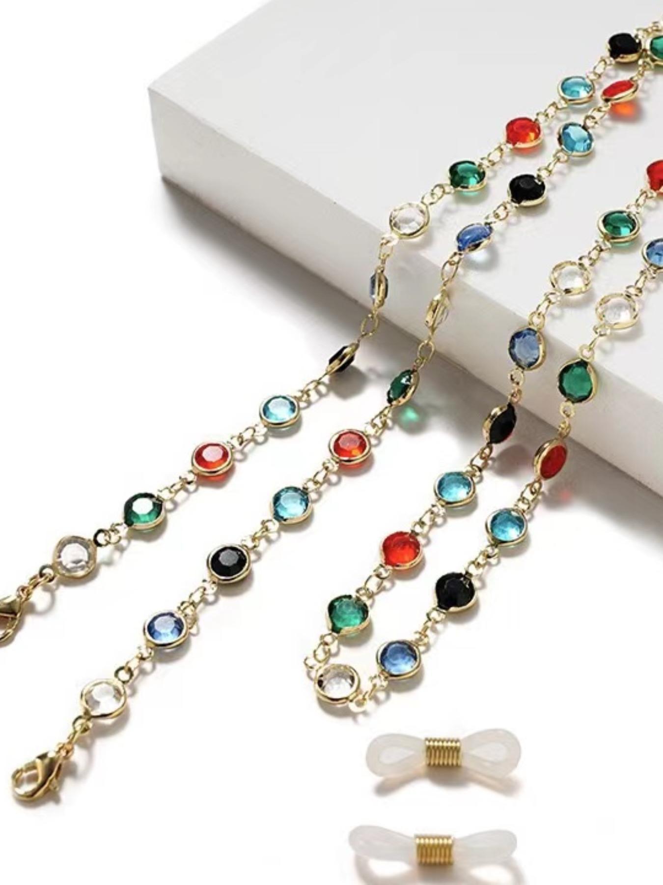 Fashionable Rhinestone Decorated Glasses Chain, Boho Style Anti-lost & Anti-slip Glasses Lanyard, Glasses Holder Strap for Women & Girls, Glasses Grips