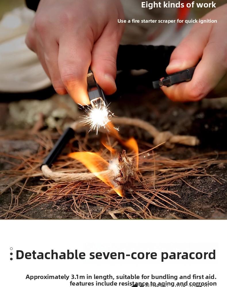 Outdoor Sports Foldable Survival Bracelet Whistle Outdoor Survival Five-in-One Multifunctional Compass Flint Rope Braided Bracelet Camping Pro Off-Road Electric Mountain Bike