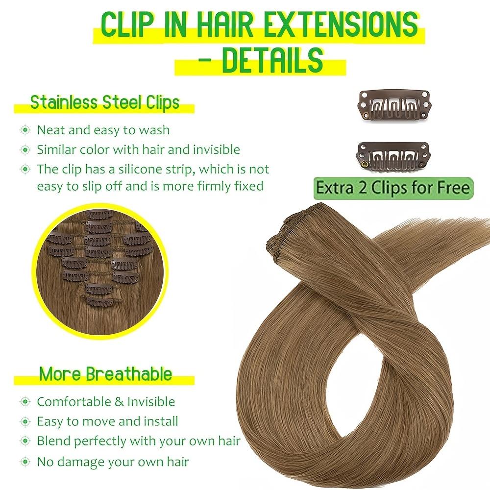 Hot Sell NEW Arrived 8pcs Clip In Hair Extensions Real Human Hair Clip In Human Hair Extensions Brazilian Remy Human Hair Clip On Hair Extensions 8pcs Per Set with 18Clips Double Weft # 8