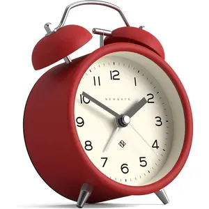 NEWGATE® Charlie Bell Echo Alarm Clock| Modern take on Classic Twin Bell Clock| Red| Easy to Read Numbers| Ideal for Bedside, Desk or Shelf| Modern Retro Bedroom & Office Accessory